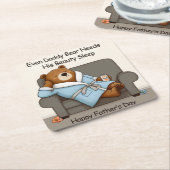 ダディーベア美しいスリープファーザーズデイカード スクエアペーパーコースター (アングル)