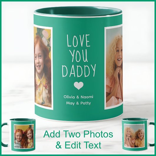 ダディーラブユー文字&フォトグリーンC115誕生日 マグカップ