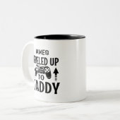 ダディ名までレベルアップしたゲーマーパーソナライズされた ツートーンマグカップ (正面左)