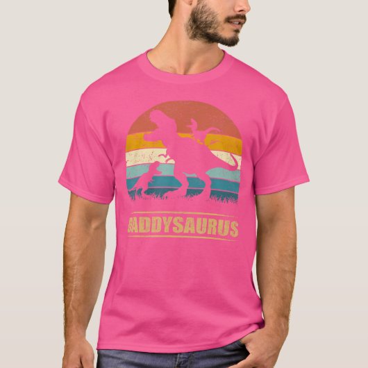 ダディ恐竜ダディサウルス2子供おもしろい父親 Tシャツ (正面)