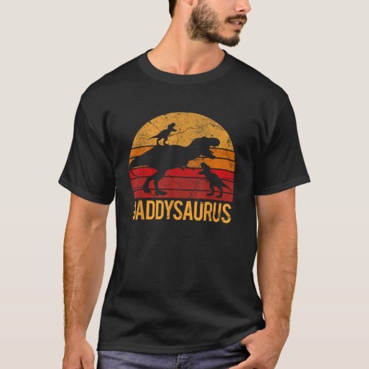 ダディ恐竜ダディサウルス2 2人の子供クリスマスギフト私 Tシャツ (正面)