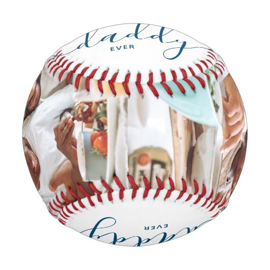 ダディ最高のーエバーカスタム文字写真ギフト 野球ボール (正面)