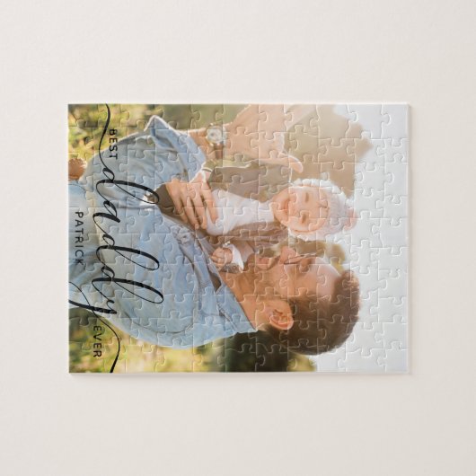 ダディ最高のーエバー名前をカスタムする写真ギフ父のト ジグソーパズル (横)