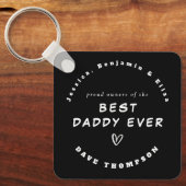ダディ最高のーエバー名前をカスタムする白黒キーチェーン キーホルダー (正面)