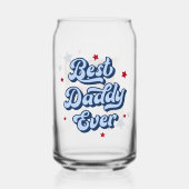 ダディ最高のーパパ父の日の写真ブルー赤 ガラス缶 (正面)
