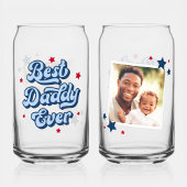 ダディ最高のーパパ父の日の写真ブルー赤 ガラス缶