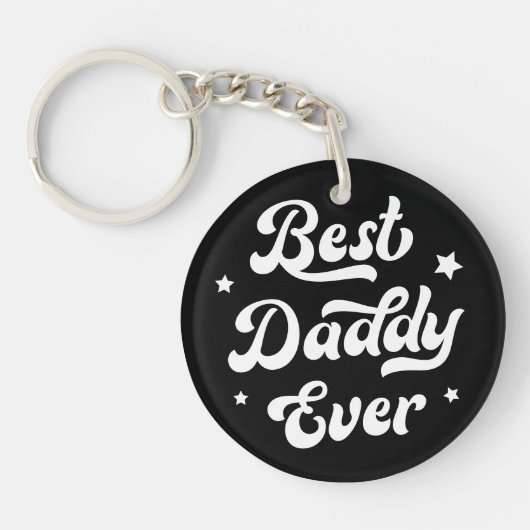 ダディ最高のーパパ父の日の写真白黒 キーホルダー (正面)