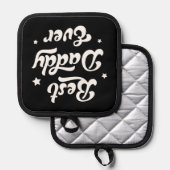 ダディ最高のーパパ父の日白黒 鍋敷き (正面/裏面)