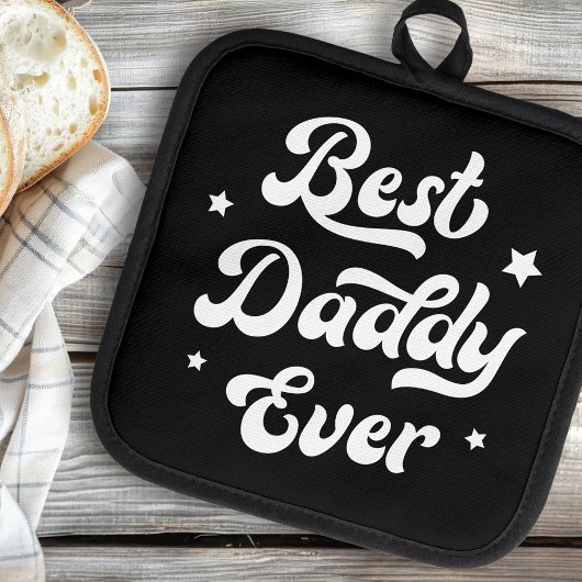 ダディ最高のーパパ父の日白黒 鍋敷き