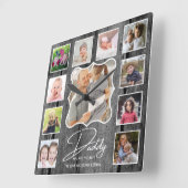 ダディ最高のー11回前フォトコラージブラックウッド スクエア壁時計 (傾斜)