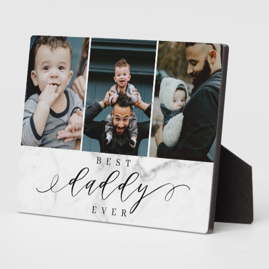 ダディ最高のー・エイバー父の日の写真コラージュ大理石 フォトプラーク (側面)