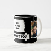 ダディ最高のー・エバー2枚の写真があなたを愛する白黒 ツートーンマグカップ (正面右)