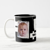 ダディ最高のー・エバー2枚の写真があなたを愛する白黒 ツートーンマグカップ (左)