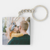 ダディ最高のーEverスクリプト写真ホワイトキーチェーン キーホルダー (裏面)