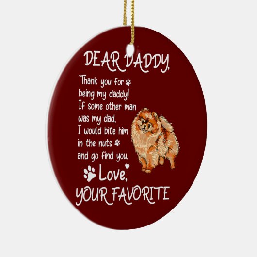 ダディ親愛ポメラニア犬ドッグパパ父の日 セラミックオーナメント (右)