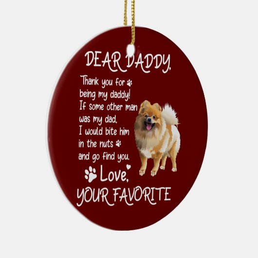 ダディ親愛ポメラニア犬ドッグパパ父の日 セラミックオーナメント (右)