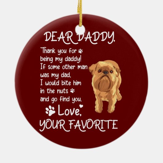 ダディ親愛ーブリュッセルグリフォンドッグパパ父の日 セラミックオーナメント (裏面)