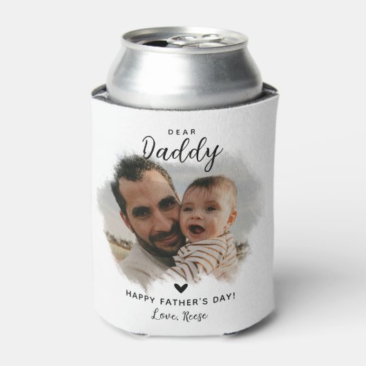 ダディ親愛 | 写真モダンハート父の日 缶クーラー (缶正面)