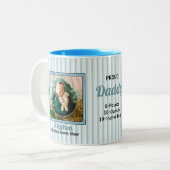 ダディ誇りを持ったソフトブルーストライプベビー写真 ツートーンマグカップ (正面左)