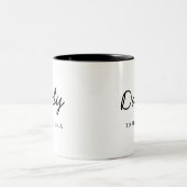 ダディ |父モダンの日の子供の名前スクリプト ツートーンマグカップ (中央)