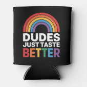 ダデズジャストテイストより良いおもしろいゲイレインボーLGBTQ 缶クーラー (正面)