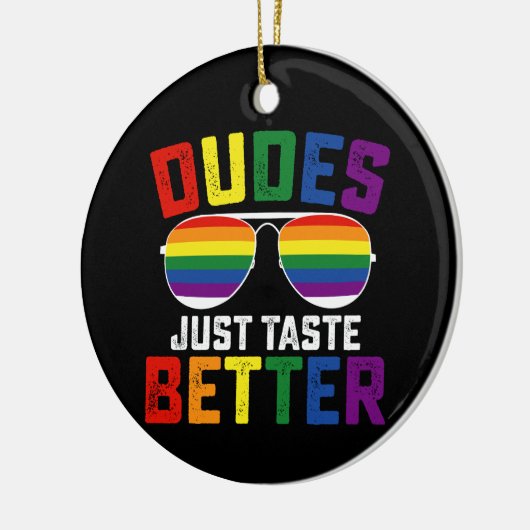 ダデズジャストテイストより良いおもしろいゲイLGBTプライド セラミックオーナメント (左)