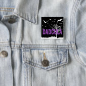 ダドキュラパープルドリッピングフォント飛んでいるこうもり 缶バッジ (インサイチュ)