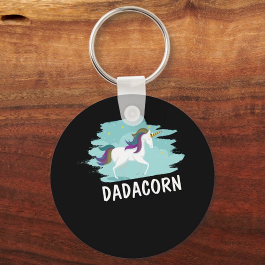 ダドコンおもしろいユニコーンパパとベビー キーホルダー (正面)
