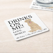 ダドリーパーソナライズされたラブラドールドッグ結婚ズ スクエアペーパーコースター (アングル)