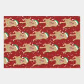 ダドリーラブラドールクリスマス ラッピングペーパーシート (正面3)