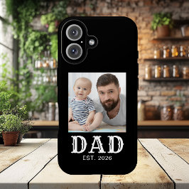 ダド設立時のタイポグラフィー写真 ブラック iPhone 16ケース