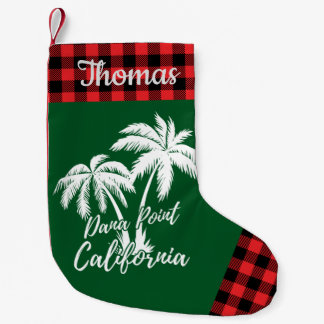 ダナポイントパーソナライズされたカリフォルニアパームツリーズ スモールクリスマスストッキング
