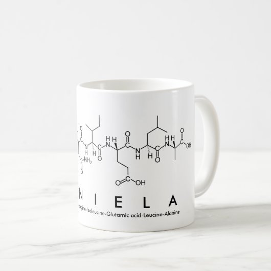 ダニエラのペプチッド名前のマグ コーヒーマグカップ (正面右)