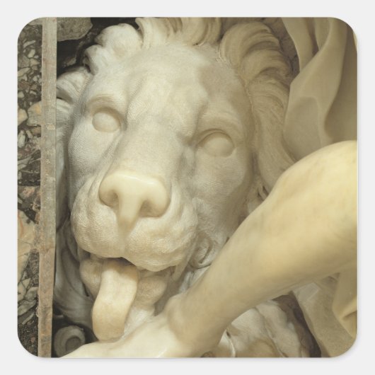 ダニエルの足をなめるライオン スクエアシール (正面)