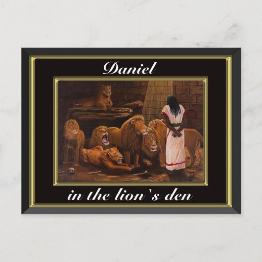 ダニエルはライオンズの黒いポストカードに立っている ポストカード (正面)