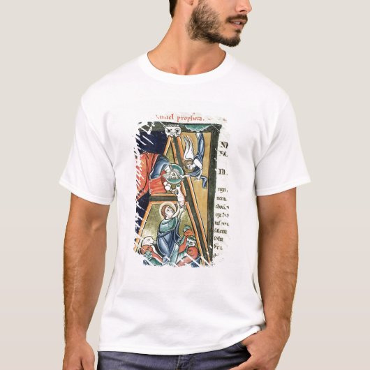 ダニエルを描写しているHistoriatedのイニシャル「A」 Tシャツ (正面)