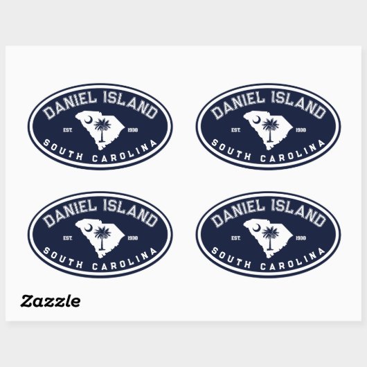 ダニエルアイランドサウスカロライナ海軍国旗のヤシの木 楕円形シール (シート)