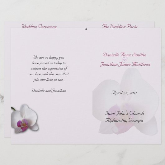 ダニエル結婚式 プログラム (正面/裏面)