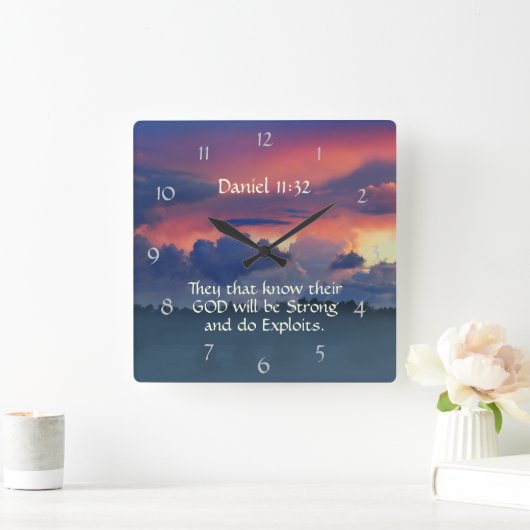 ダニエル11:32神が強いことを知っている者たち スクエア壁時計 (ホーム)