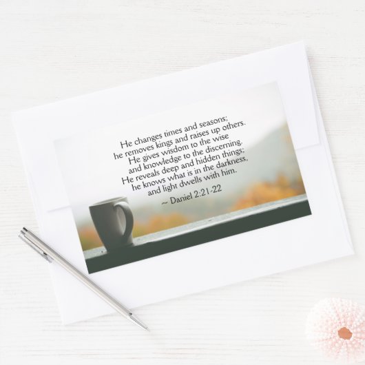 ダニエル2:21-22彼は時と季節を変える 長方形シール (封筒)