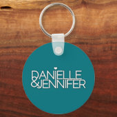 ダニエル&ジェニファーティール（緑がかった色）キーチェーン キーホルダー (正面)