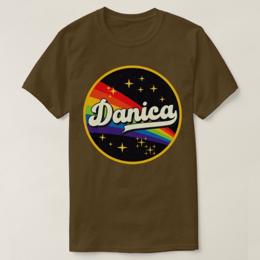 ダニカレインボーイン宇宙ヴィンテージスタイル Tシャツ (デザイン正面)