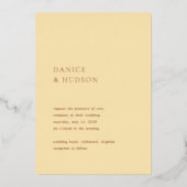 ダニスバターイエロモダン結婚ーズ 箔招待状 (正面)