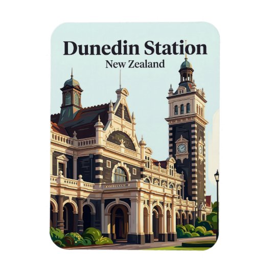 ダニーデン鉄道駅 ニュージーランド マグネット (縦)