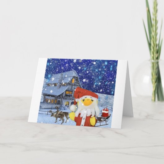 ダニー・ダックがサンタとして北極に到着 カード (正面)