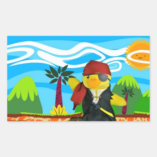 ダニー・ダック海賊の長方形ステッカー 長方形シール (正面)