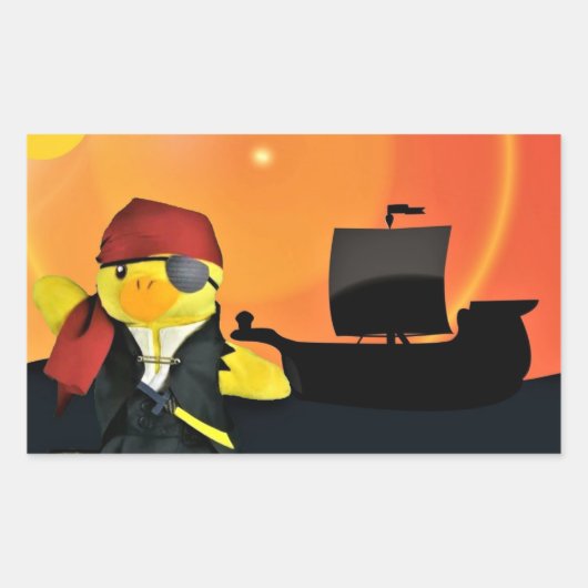 ダニー・ダック海賊の長方形ステッカー 長方形シール (正面)