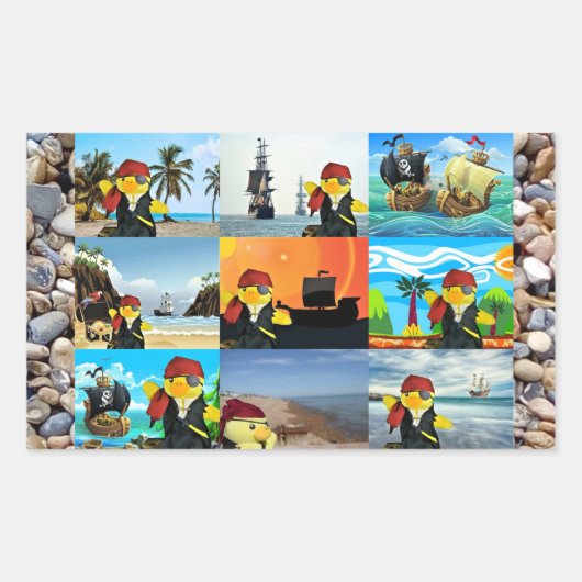 ダニー・ダック海賊コラージュ長方形ステッカー 長方形シール (正面)