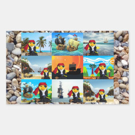 ダニー・ダック海賊コラージュ長方形ステッカー 長方形シール