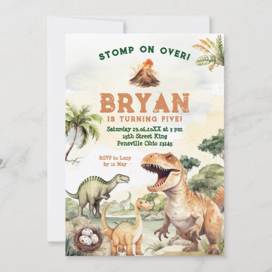 ダノボーイスノーバースデーパーティーでストンプオン 招待状 (正面)